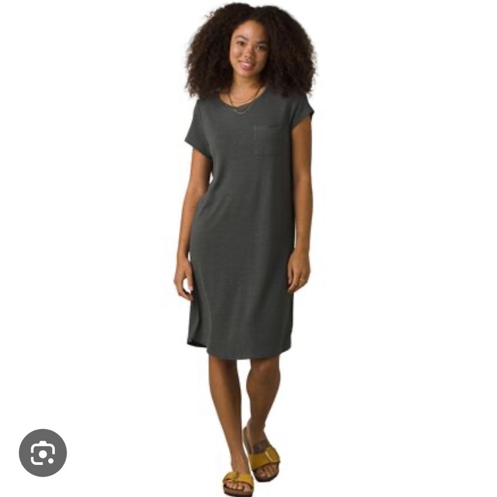 Prana hemp blend dress shirt sleeve summer beach tee shirt dress green small
